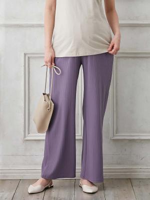 マタニティ パンツ|fairy(フェアリー)ランダムテレコワイドパンツ【出産後も長く使える】|ラベンダー