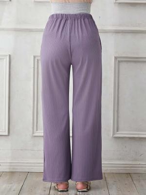 マタニティ パンツ|fairy(フェアリー)ランダムテレコワイドパンツ【出産後も長く使える】