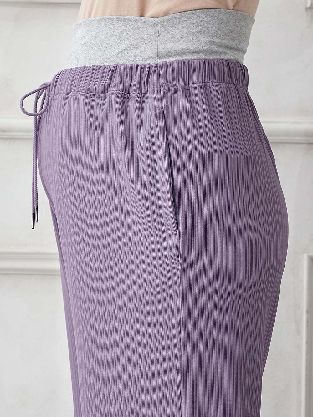 マタニティ パンツ|fairy(フェアリー)ランダムテレコワイドパンツ【出産後も長く使える】