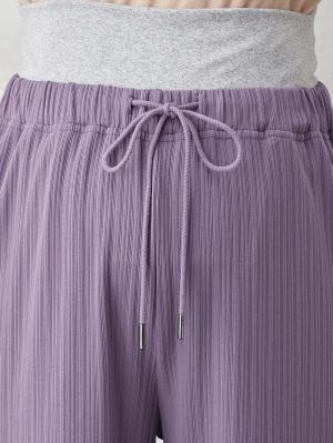 マタニティ パンツ|fairy(フェアリー)ランダムテレコワイドパンツ【出産後も長く使える】