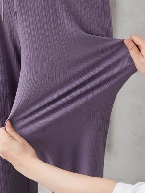 マタニティ パンツ|fairy(フェアリー)ランダムテレコワイドパンツ【出産後も長く使える】