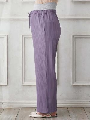 マタニティ パンツ|fairy(フェアリー)ランダムテレコワイドパンツ【出産後も長く使える】