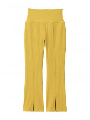 マタニティ パンツ|fairy（フェアリー）ランダムテレコセンタースラッシュらくちんパンツ【出産後も長く使える】|マスタード