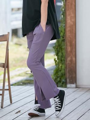 マタニティ パンツ|fairy（フェアリー）ランダムテレコセンタースラッシュらくちんパンツ【出産後も長く使える】|ラベンダー