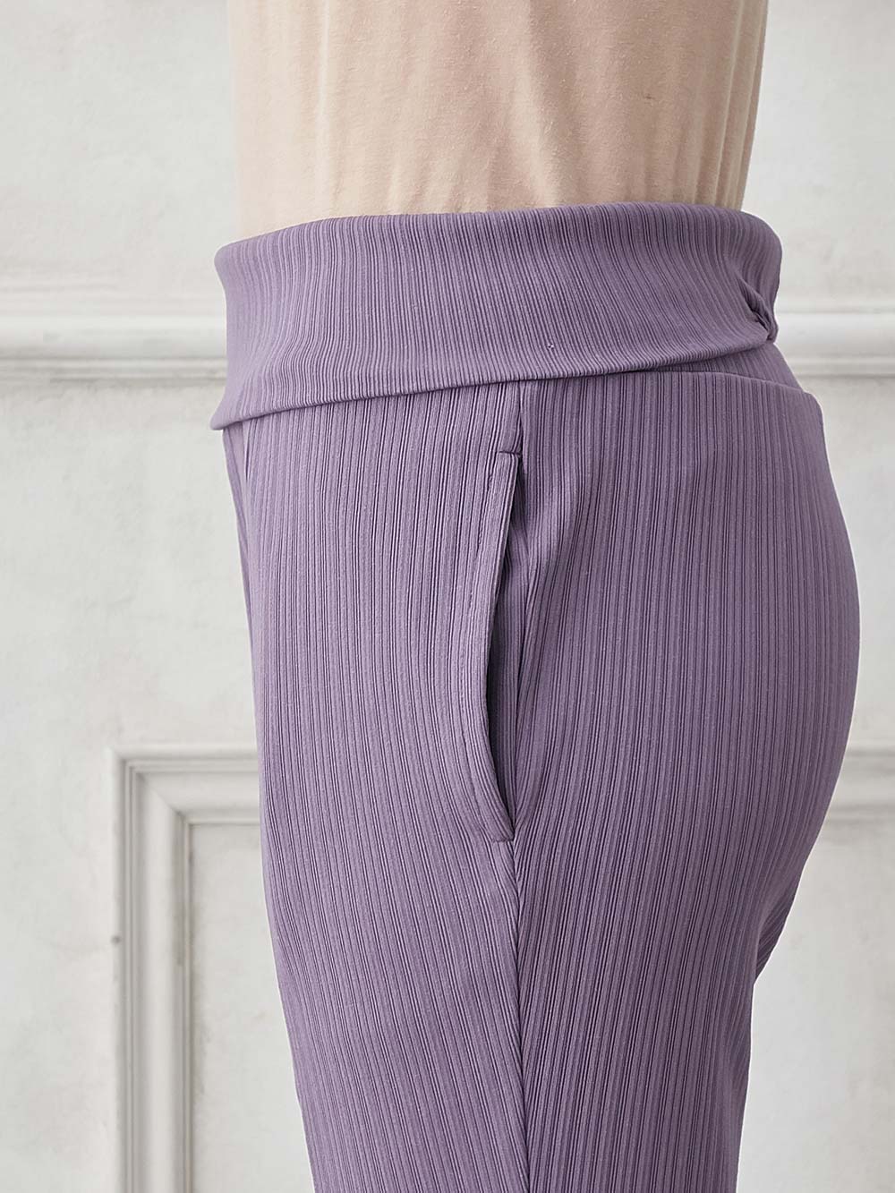 マタニティ パンツ|fairy（フェアリー）ランダムテレコセンタースラッシュらくちんパンツ【出産後も長く使える】