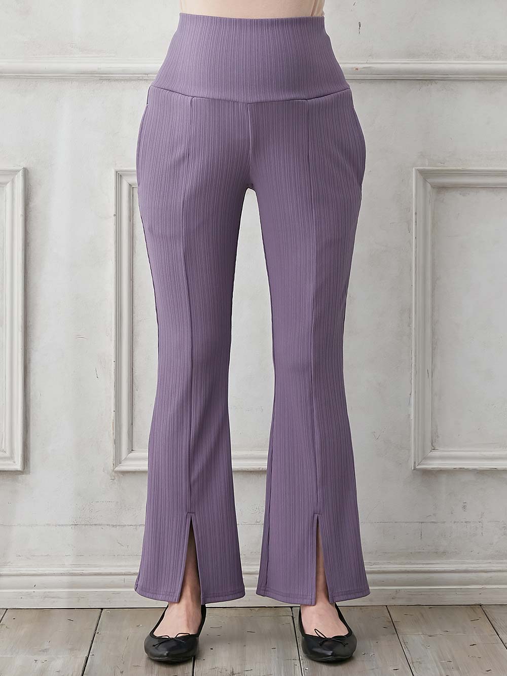 マタニティ パンツ|fairy（フェアリー）ランダムテレコセンタースラッシュらくちんパンツ【出産後も長く使える】