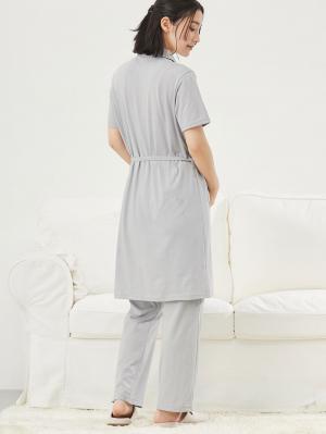 マタニティ パジャマ・ルームウェア|fairy(フェアリー)オープンカラー半袖パジャマ マタニティ・産後授乳パジャマ【出産後も長く使える】|ライトグレー