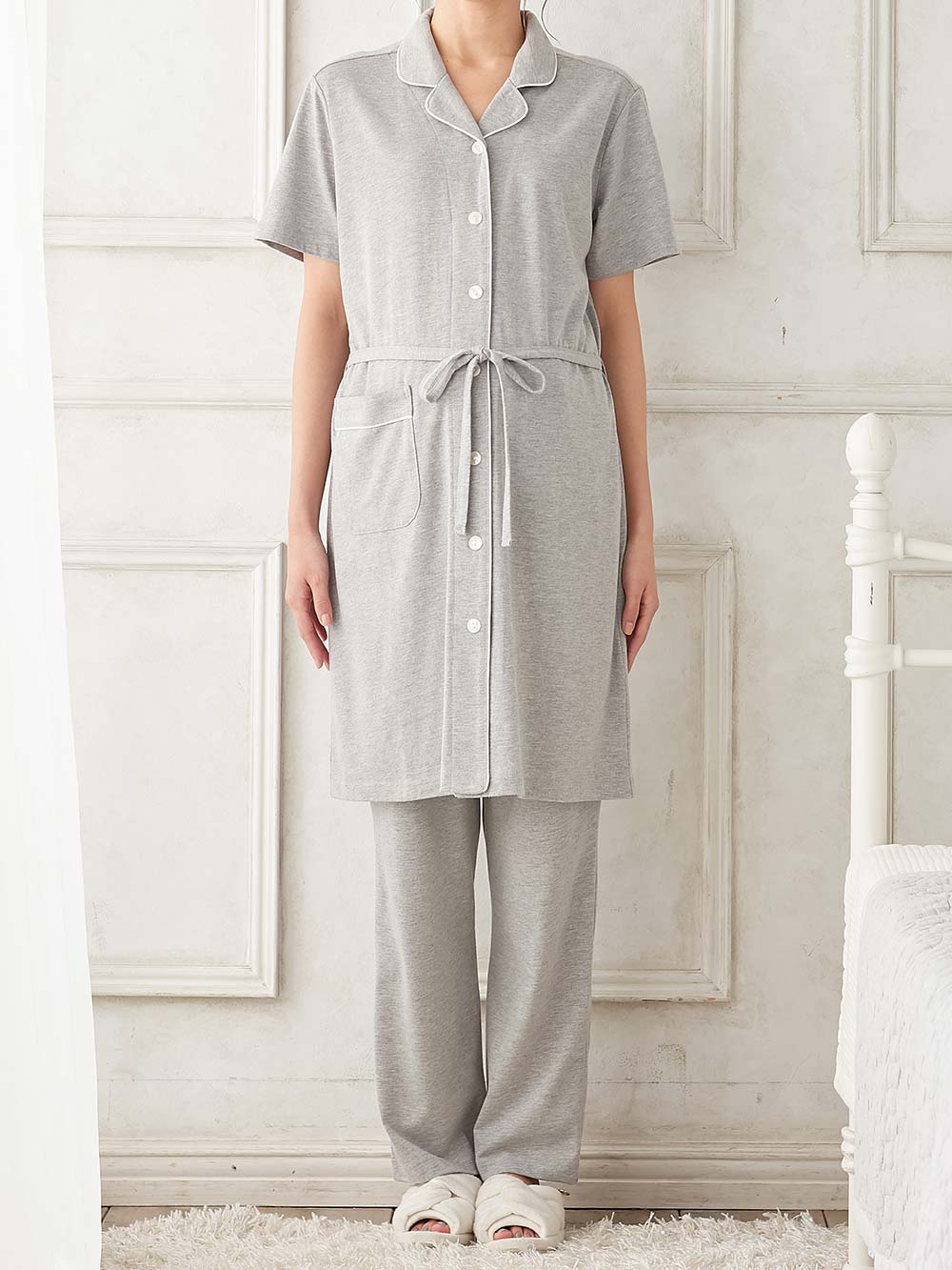 マタニティ パジャマ・ルームウェア|fairy(フェアリー)オープンカラー半袖パジャマ マタニティ・産後授乳パジャマ【出産後も長く使える】