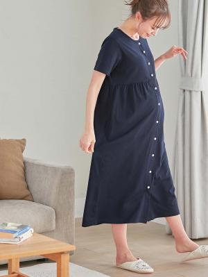 fairy（フェアリー）無地半袖ネグリジェ　マタニティ・産後授乳パジャマ【出産後も長く使える】10353