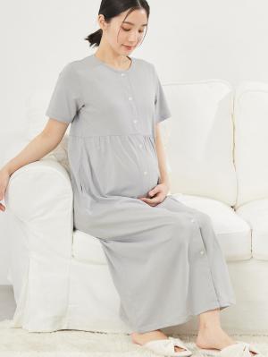 fairy（フェアリー）無地半袖ネグリジェ　マタニティ・産後授乳パジャマ【出産後も長く使える】10353