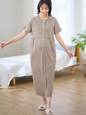 fairy（フェアリー）無地半袖ネグリジェ　マタニティ・産後授乳パジャマ【出産後も長く使える】10353