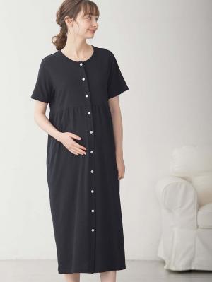 fairy（フェアリー）無地半袖ネグリジェ　マタニティ・産後授乳パジャマ【出産後も長く使える】10353