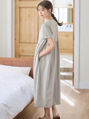 fairy（フェアリー）無地半袖ネグリジェ　マタニティ・産後授乳パジャマ【出産後も長く使える】