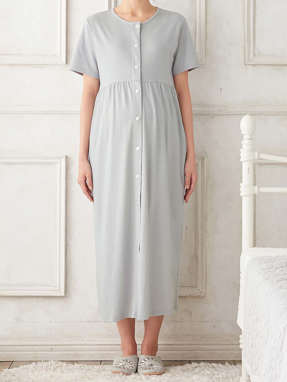 マタニティ パジャマ・ルームウェア|fairy（フェアリー）無地半袖ネグリジェ　マタニティ・産後授乳パジャマ【出産後も長く使える】