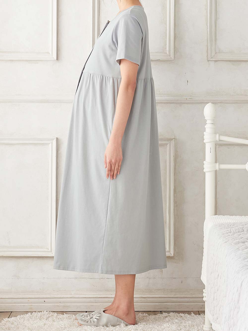 マタニティ パジャマ・ルームウェア|fairy（フェアリー）無地半袖ネグリジェ　マタニティ・産後授乳パジャマ【出産後も長く使える】