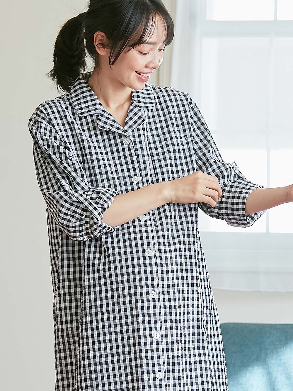 マタニティ パジャマ・ルームウェア|fairy（フェアリー）サラっと快適　綿100％パジャマ　マタニティ・産後授乳パジャマ【出産後も長く使える】|ブラックチェック