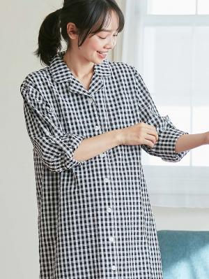マタニティ パジャマ・ルームウェア|fairy（フェアリー）サラっと快適　綿100％パジャマ　マタニティ・産後授乳パジャマ【出産後も長く使える】|ブラックチェック