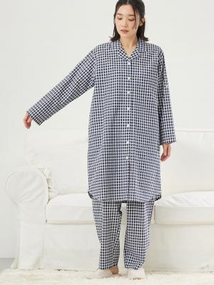 マタニティ パジャマ・ルームウェア|fairy（フェアリー）サラっと快適　綿100％パジャマ　マタニティ・産後授乳パジャマ【出産後も長く使える】|ネイビーチェック