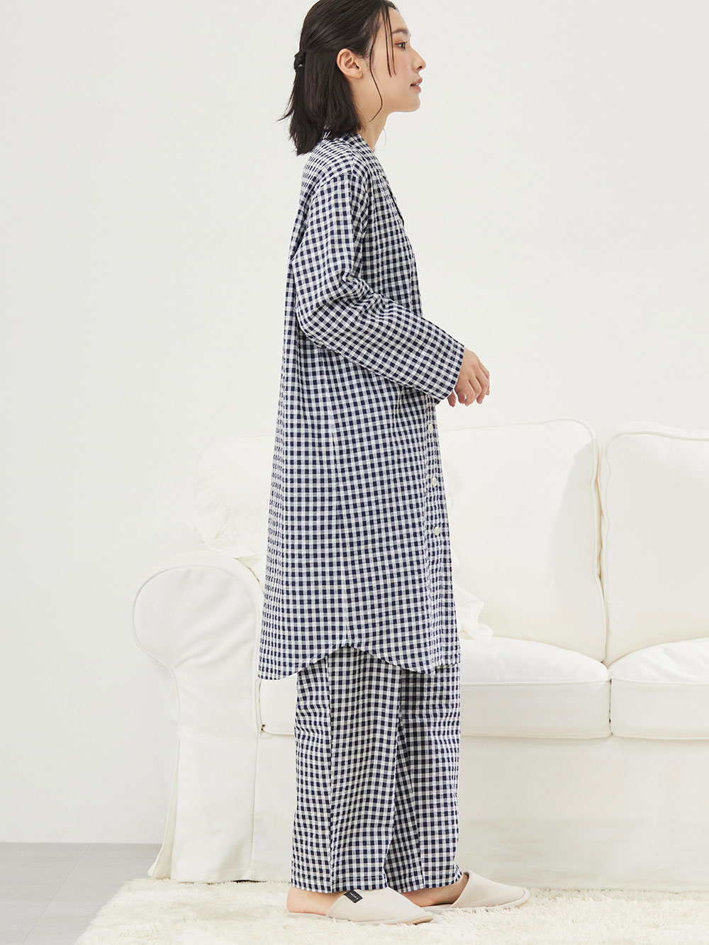 マタニティ パジャマ・ルームウェア|fairy（フェアリー）サラっと快適　綿100％パジャマ　マタニティ・産後授乳パジャマ【出産後も長く使える】|ネイビーチェック