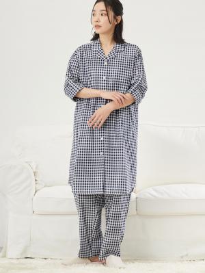 マタニティ パジャマ・ルームウェア|fairy（フェアリー）サラっと快適　綿100％パジャマ　マタニティ・産後授乳パジャマ【出産後も長く使える】|ネイビーチェック