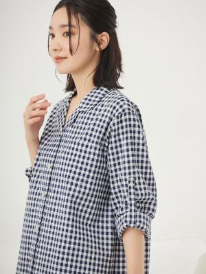 マタニティ パジャマ・ルームウェア|fairy（フェアリー）サラっと快適　綿100％パジャマ　マタニティ・産後授乳パジャマ【出産後も長く使える】|ネイビーチェック