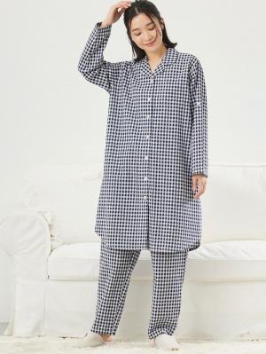 マタニティ パジャマ・ルームウェア|fairy（フェアリー）サラっと快適　綿100％パジャマ　マタニティ・産後授乳パジャマ【出産後も長く使える】|ネイビーチェック