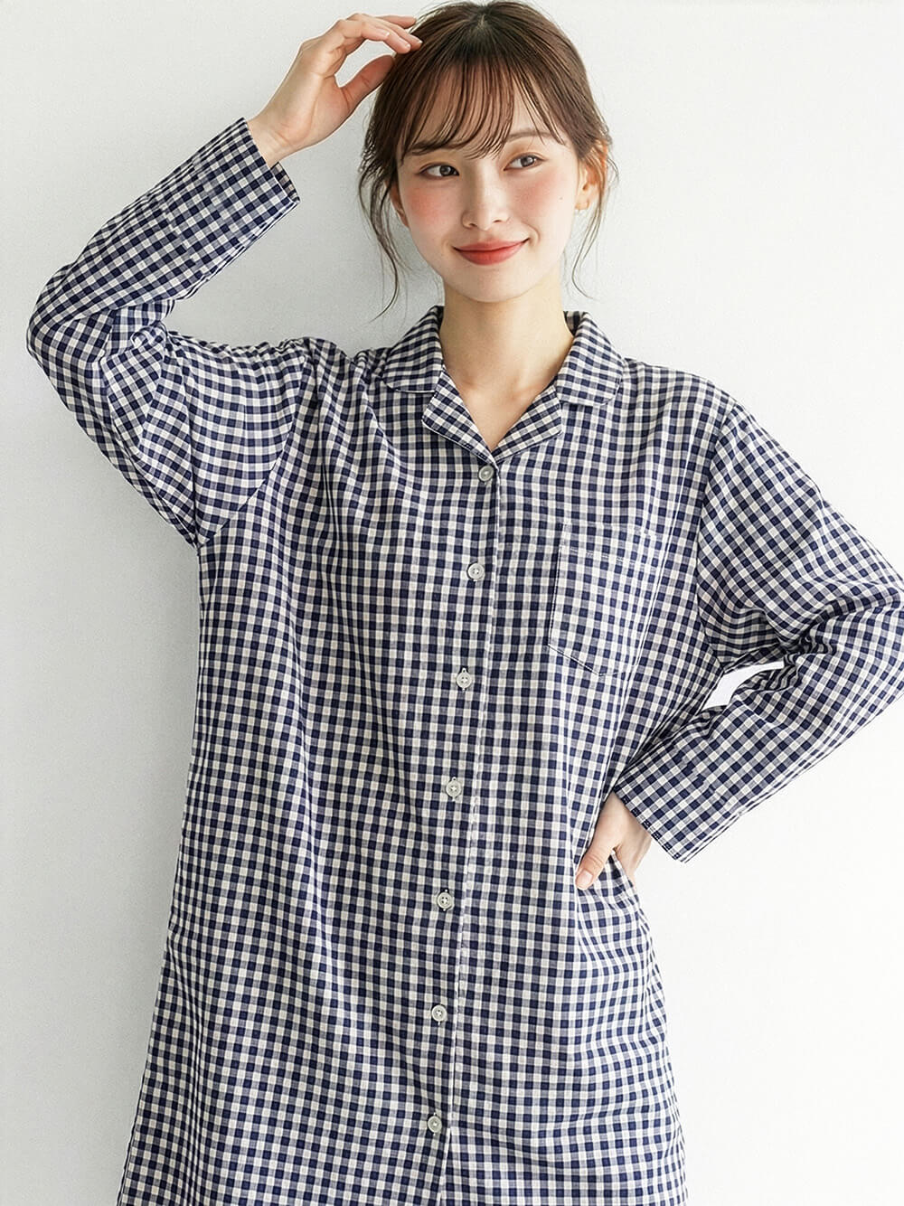 マタニティ パジャマ・ルームウェア|fairy（フェアリー）サラっと快適　綿100％パジャマ　マタニティ・産後授乳パジャマ【出産後も長く使える】|ネイビーチェック