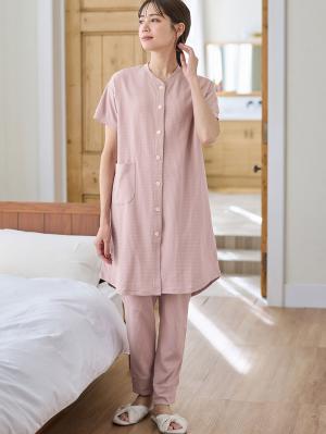 マタニティ パジャマ・ルームウェア|fairy（フェアリー）ワッフル半袖パジャマ　マタニティ・産後授乳パジャマ【出産後も長く使える】|ピンク