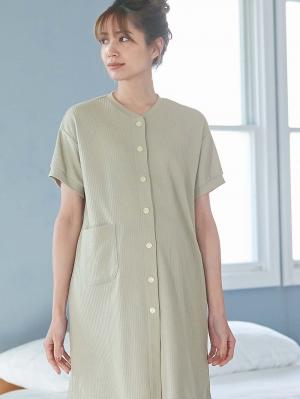 マタニティ パジャマ・ルームウェア|fairy（フェアリー）ワッフル半袖パジャマ　マタニティ・産後授乳パジャマ【出産後も長く使える】|グリーン