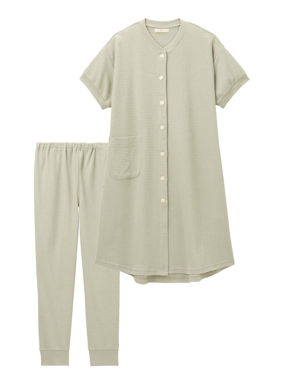 マタニティ パジャマ・ルームウェア|fairy（フェアリー）ワッフル半袖パジャマ　マタニティ・産後授乳パジャマ【出産後も長く使える】|グリーン