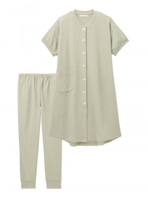 マタニティ パジャマ・ルームウェア|fairy（フェアリー）ワッフル半袖パジャマ　マタニティ・産後授乳パジャマ【出産後も長く使える】|グリーン