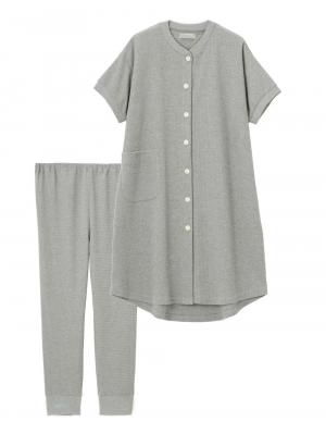 マタニティ パジャマ・ルームウェア|fairy（フェアリー）ワッフル半袖パジャマ　マタニティ・産後授乳パジャマ【出産後も長く使える】|チャコール杢