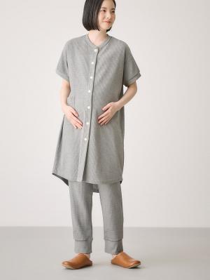 マタニティ パジャマ・ルームウェア|fairy（フェアリー）ワッフル半袖パジャマ　マタニティ・産後授乳パジャマ【出産後も長く使える】|チャコール杢