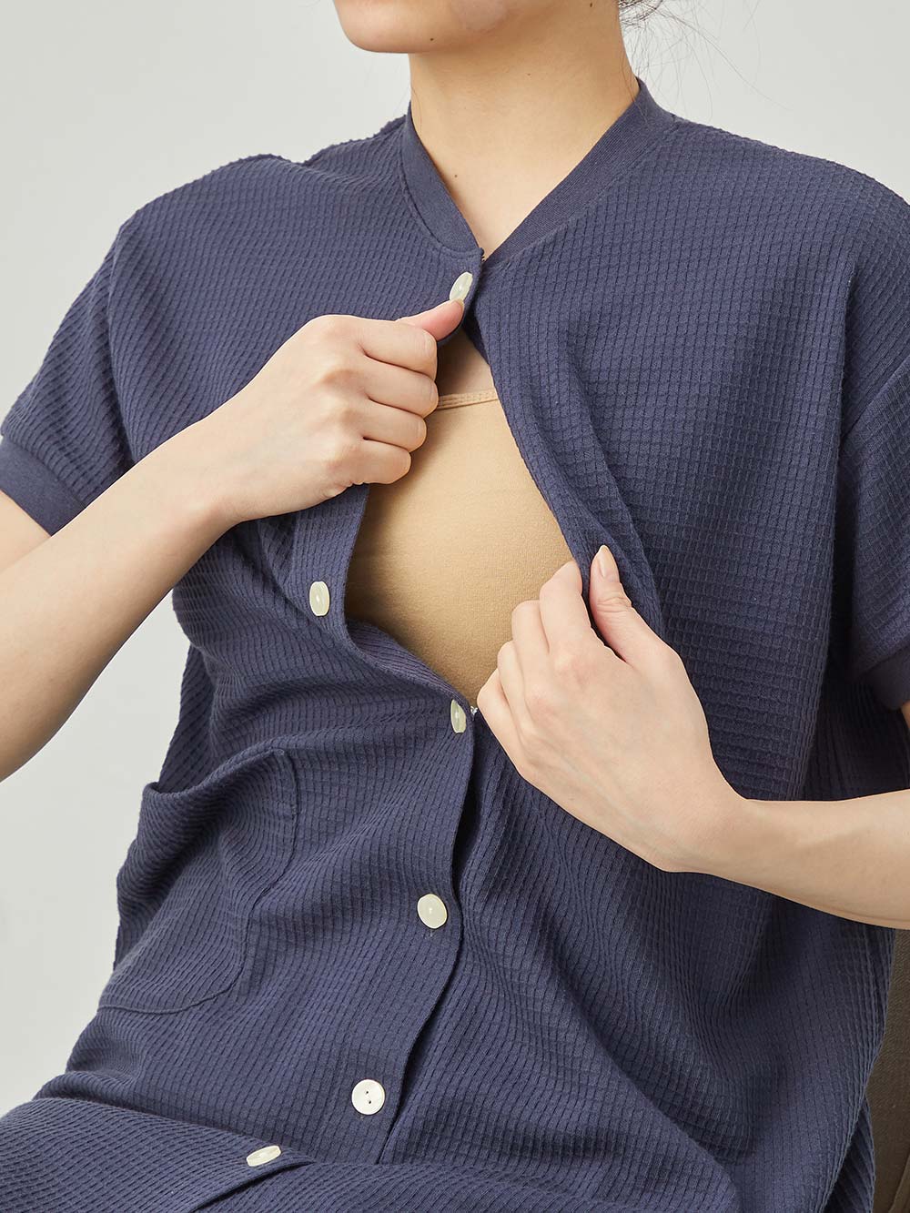 マタニティ パジャマ・ルームウェア|fairy（フェアリー）ワッフル半袖パジャマ　マタニティ・産後授乳パジャマ【出産後も長く使える】