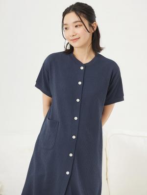 マタニティ パジャマ・ルームウェア|fairy（フェアリー）ワッフル半袖パジャマ　マタニティ・産後授乳パジャマ【出産後も長く使える】|ネイビー