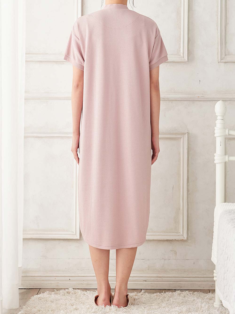 マタニティ パジャマ・ルームウェア|fairy（フェアリー）ワッフル半袖ネグリジェ　マタニティ・産後授乳パジャマ【出産後も長く使える】