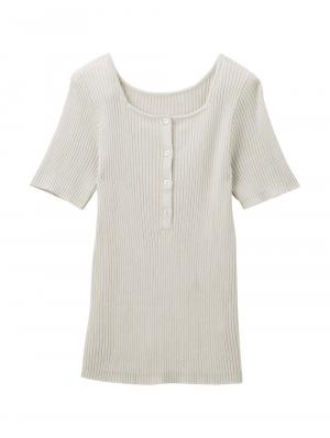 前後2WAY綿混半袖ニット　マタニティ・産後授乳服【出産後も長く使える】 10359