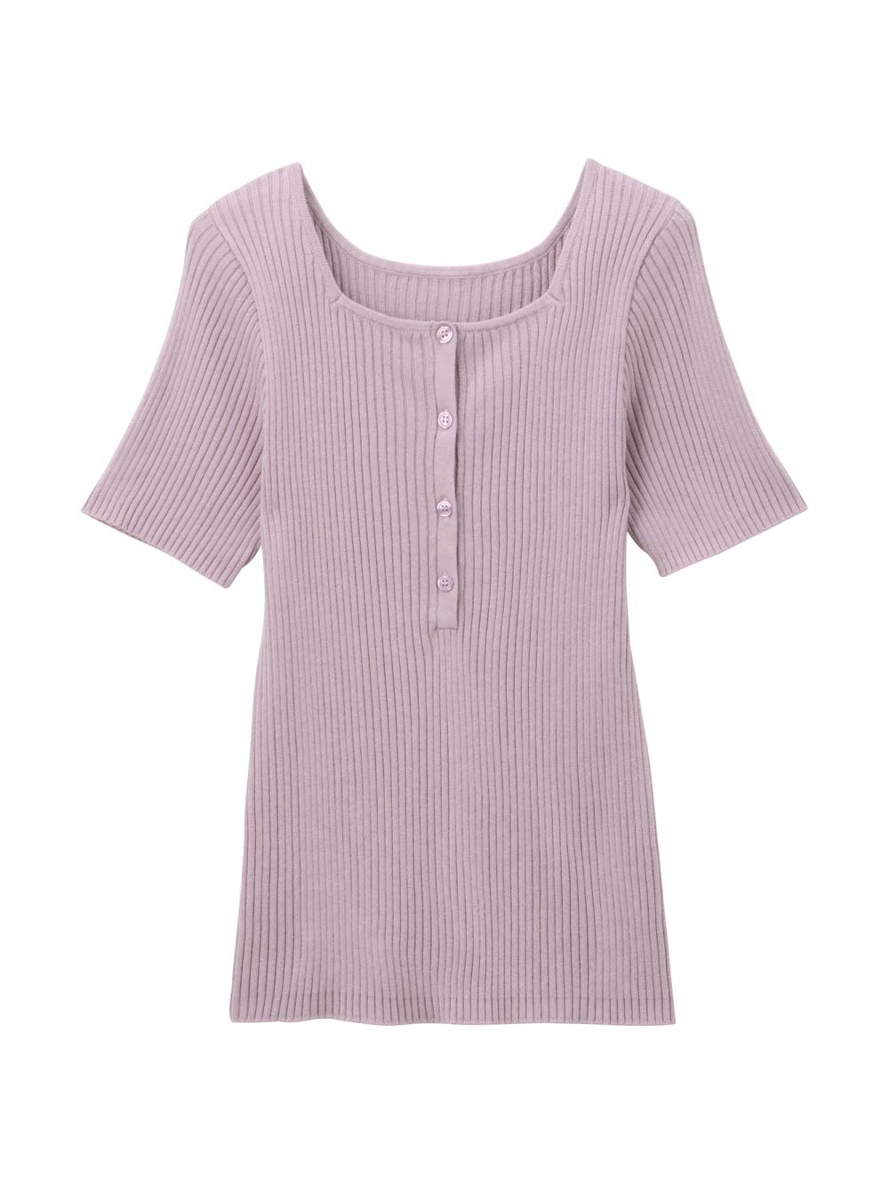 マタニティ トップス|前後2WAY綿混半袖ニット　マタニティ・産後授乳服【出産後も長く使える】|パープル