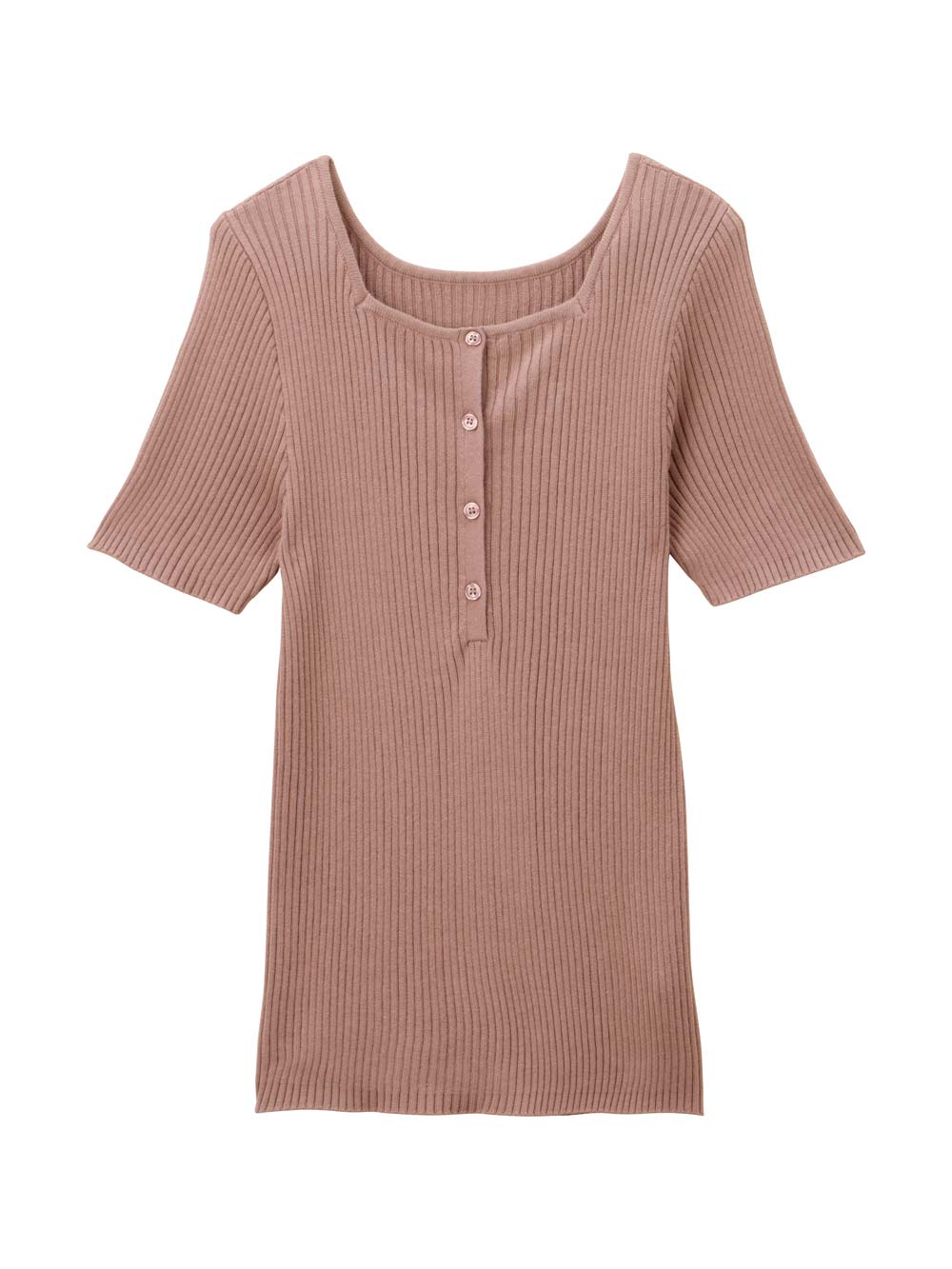 マタニティ トップス|前後2WAY綿混半袖ニット　マタニティ・産後授乳服【出産後も長く使える】|ペールブラウン