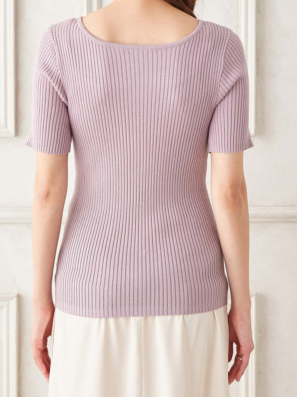 マタニティ トップス|前後2WAY綿混半袖ニット　マタニティ・産後授乳服【出産後も長く使える】