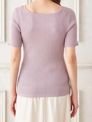 マタニティ トップス|前後2WAY綿混半袖ニット　マタニティ・産後授乳服【出産後も長く使える】