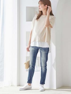 マタニティ パンツ|P・パンツ　ストレッチデニムスキニー|ブルー