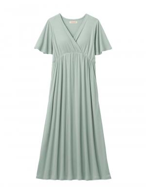 マタニティ パジャマ・ルームウェア|【親子コーデ可】スムースカシュクールパット付フレアスリーブネグリジェ　マタニティ・産後授乳服【出産後も長く着れる】|ライトグリーン