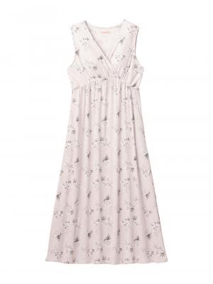 マタニティ パジャマ・ルームウェア|【親子コーデ可】スムースカシュクールパット付ノースリーブネグリジェ　マタニティ・産後授乳服【出産後も長く使える】|ペールピンク×プリント