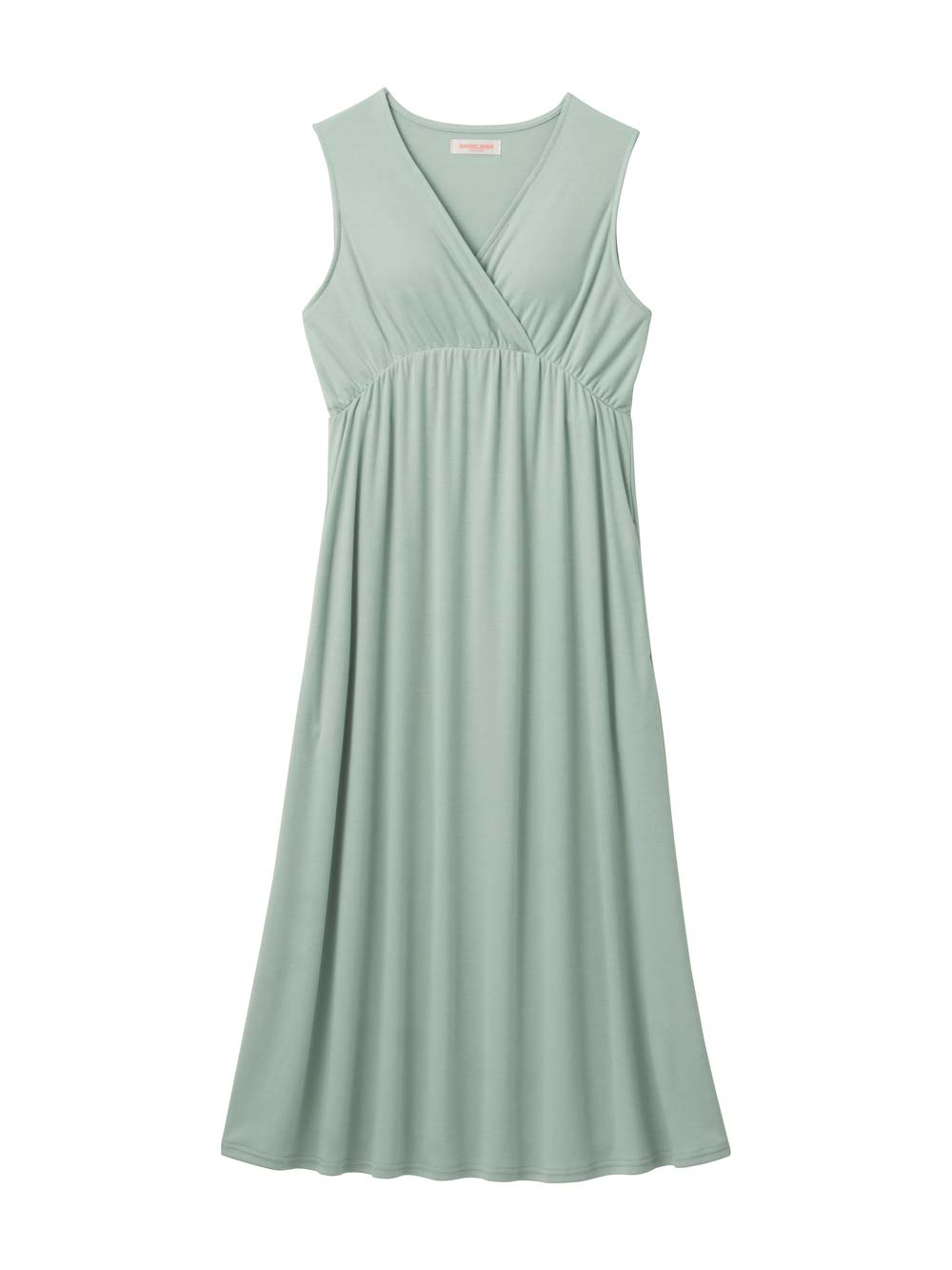 マタニティ パジャマ・ルームウェア|【親子コーデ可】スムースカシュクールパット付ノースリーブネグリジェ　マタニティ・産後授乳服【出産後も長く使える】|ライトグリーン