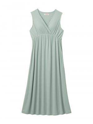 マタニティ パジャマ・ルームウェア|【親子コーデ可】スムースカシュクールパット付ノースリーブネグリジェ　マタニティ・産後授乳服【出産後も長く使える】|ライトグリーン