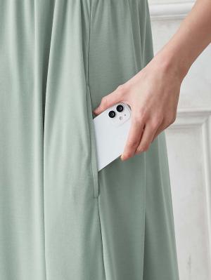 マタニティ パジャマ・ルームウェア|【親子コーデ可】スムースカシュクールパット付ノースリーブネグリジェ　マタニティ・産後授乳服【出産後も長く使える】