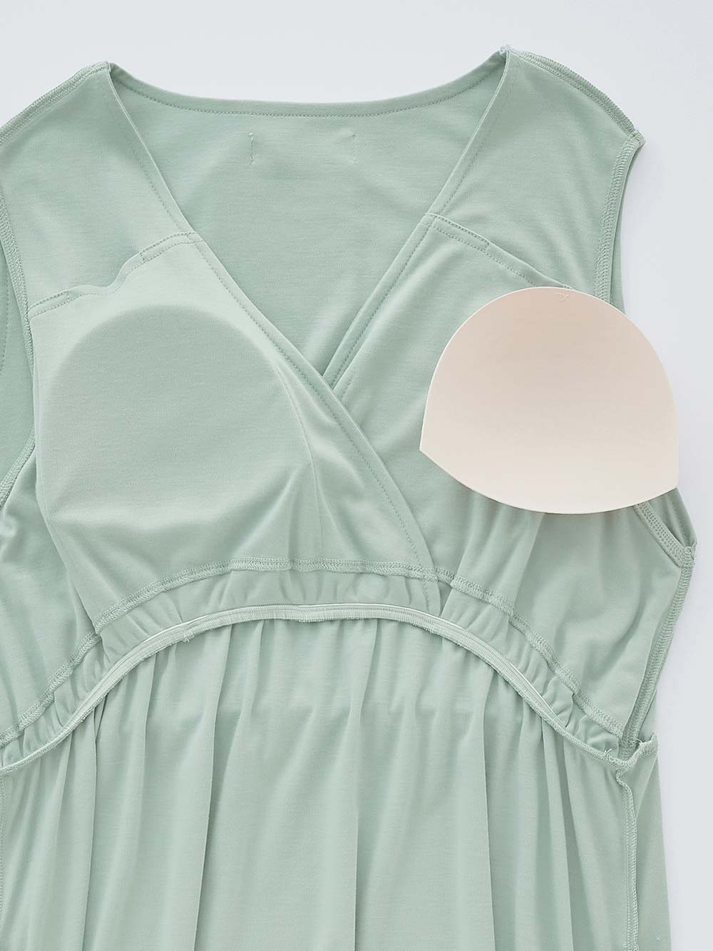 マタニティ パジャマ・ルームウェア|【親子コーデ可】スムースカシュクールパット付ノースリーブネグリジェ　マタニティ・産後授乳服【出産後も長く使える】