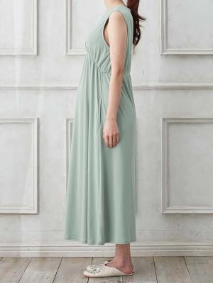 マタニティ パジャマ・ルームウェア|【親子コーデ可】スムースカシュクールパット付ノースリーブネグリジェ　マタニティ・産後授乳服【出産後も長く使える】