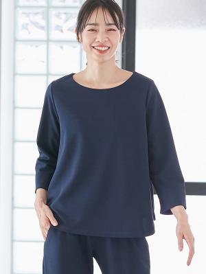 マタニティ トップス|強撚スムーストップス　マタニティ・産後授乳服【出産後も長く使える】|ネイビー
